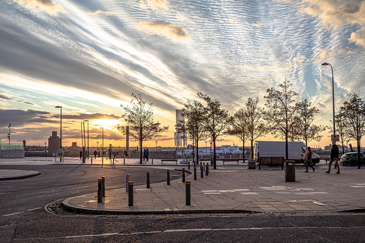 Panoramic view of Liverpool waterfront and city centre from across the Mersey