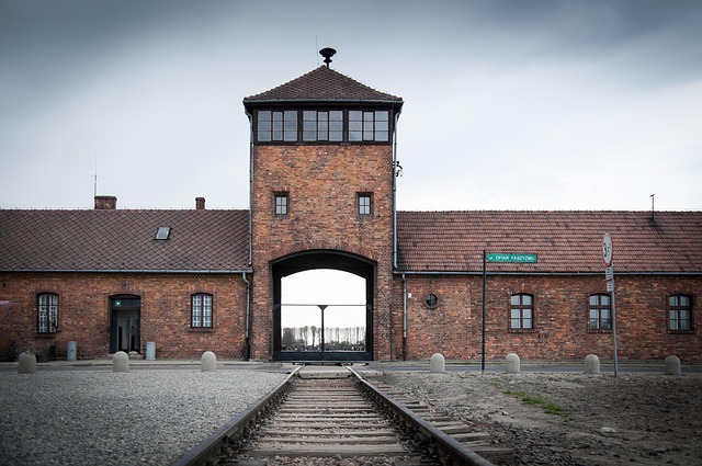 Barbed wire fence at Auschwitz memorial site