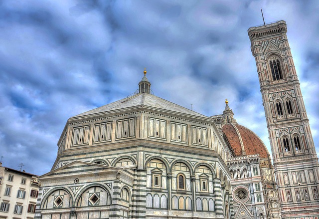 Florence Cathedral facade with marble detailing