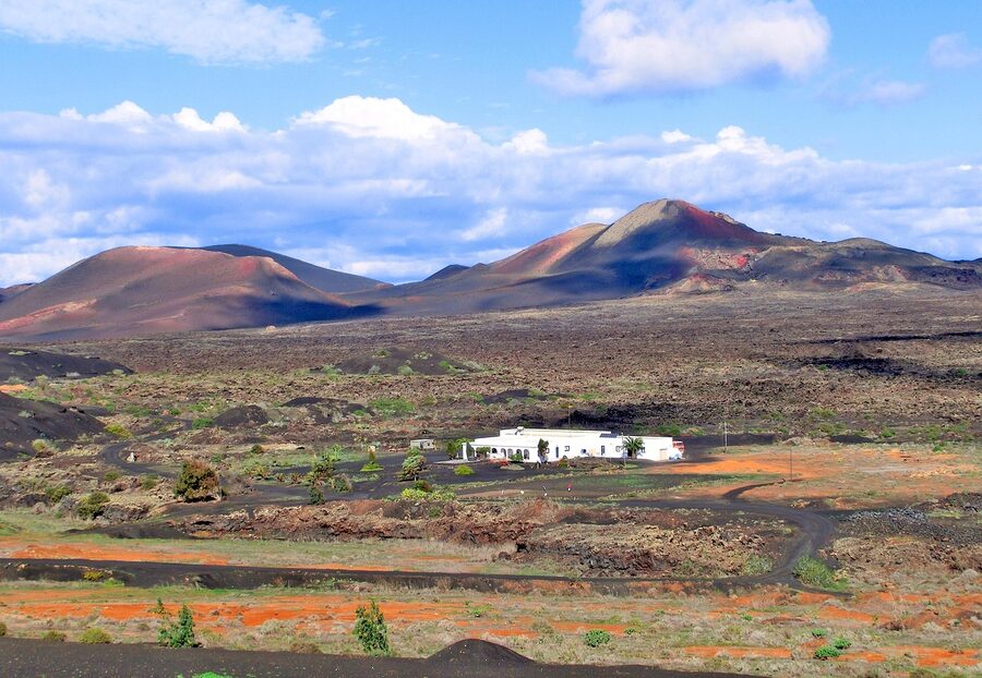 Stony vineyard landscape at La Geria with volcanic ash soil in Lanzarote