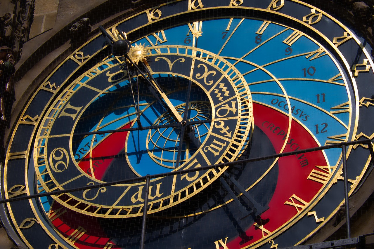 Astronomical Clock on Prague Old Town Hall with ornate details