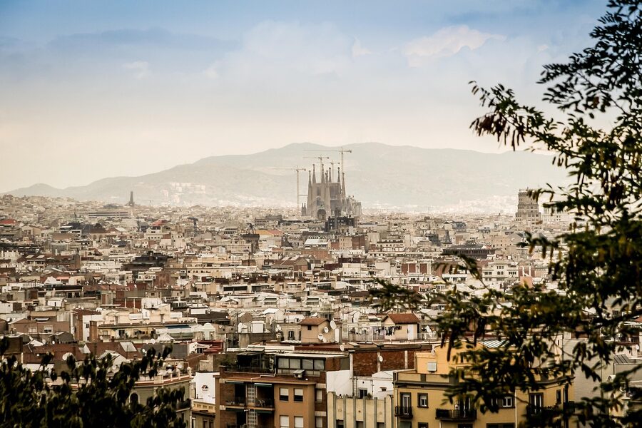 Barcelona panorama with Sagrada Familia and city skyline