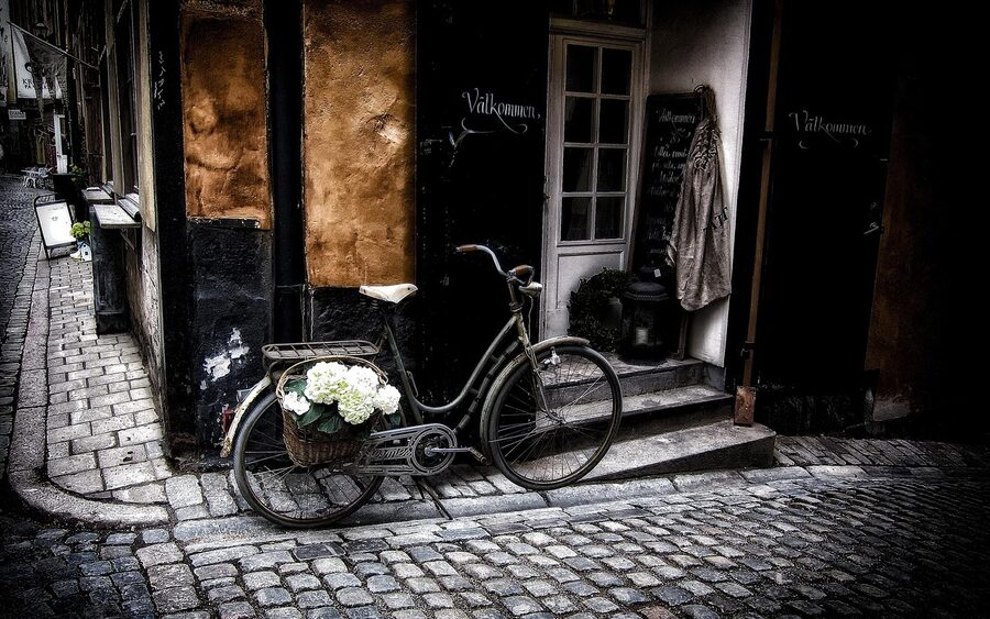 Bicycle parked in Stockholm old town