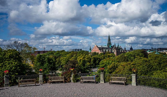 Royal Palace and Gamla Stan skyline viewed from waterfront Stockholm