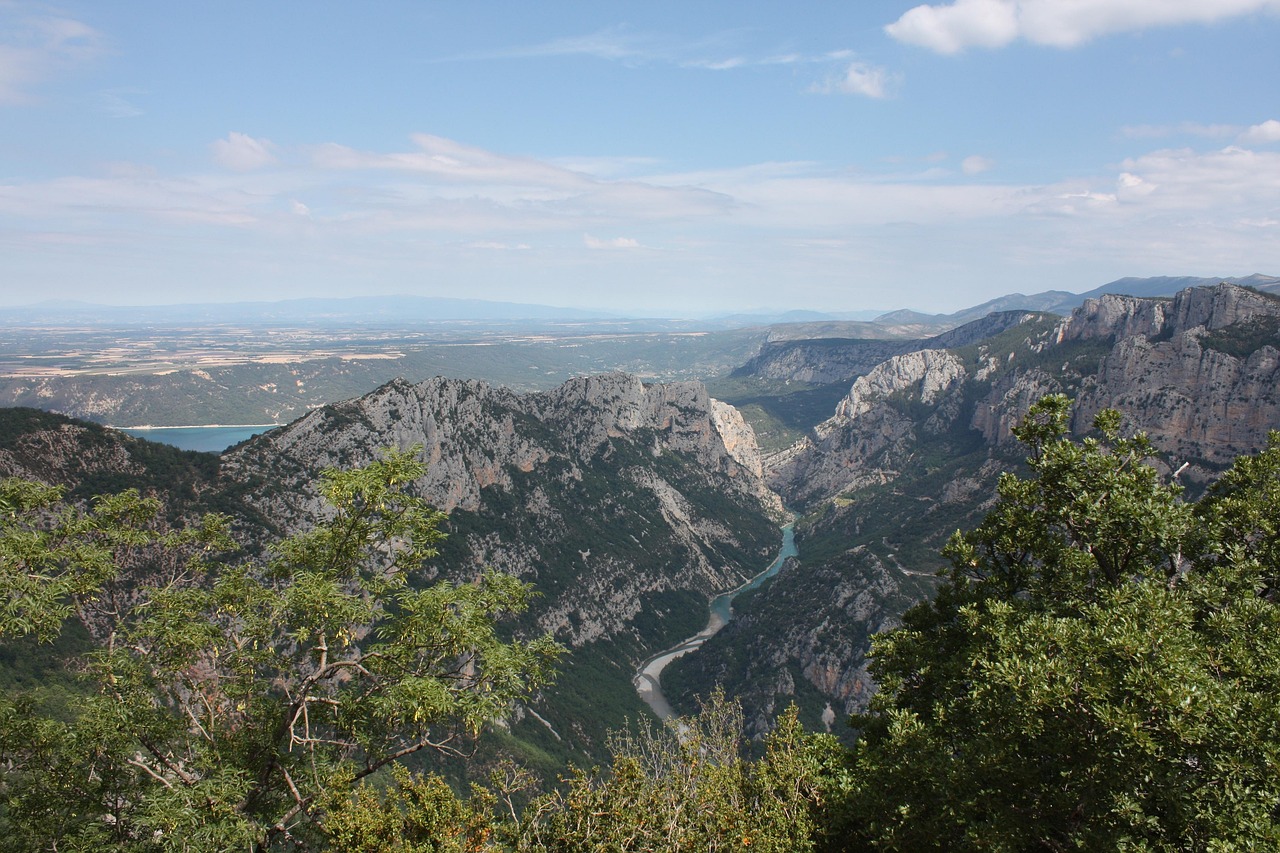 The Gorges du Verdon in France showing dramatic limestone cliffs plunging into the turquoise river