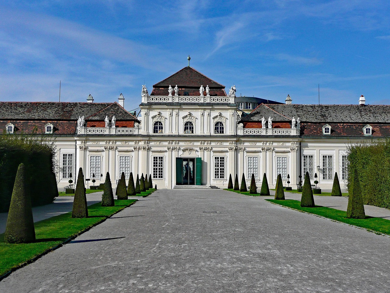 Belvedere Palace exterior with baroque facade and courtyard in Vienna Austria