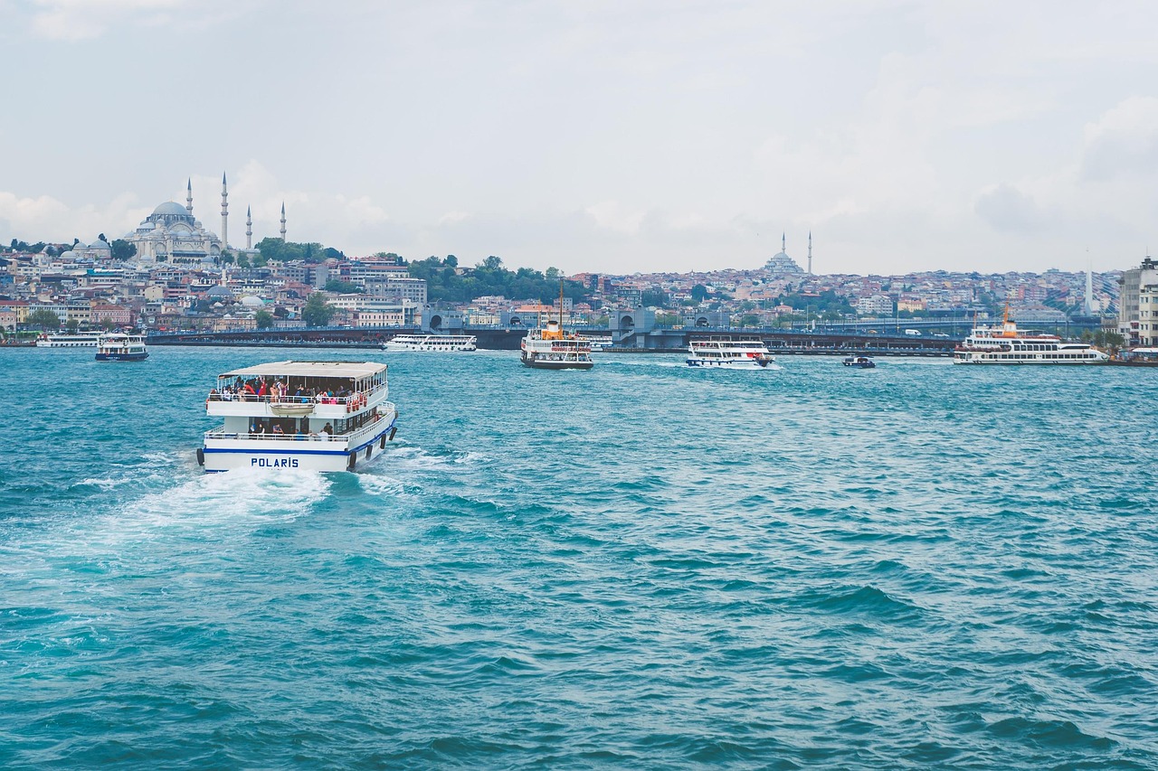 Istanbul waterfront with ships and mosques visible along the Golden Horn