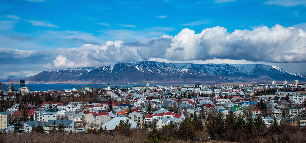Perlan museum building and panoramic view of Reykjavik