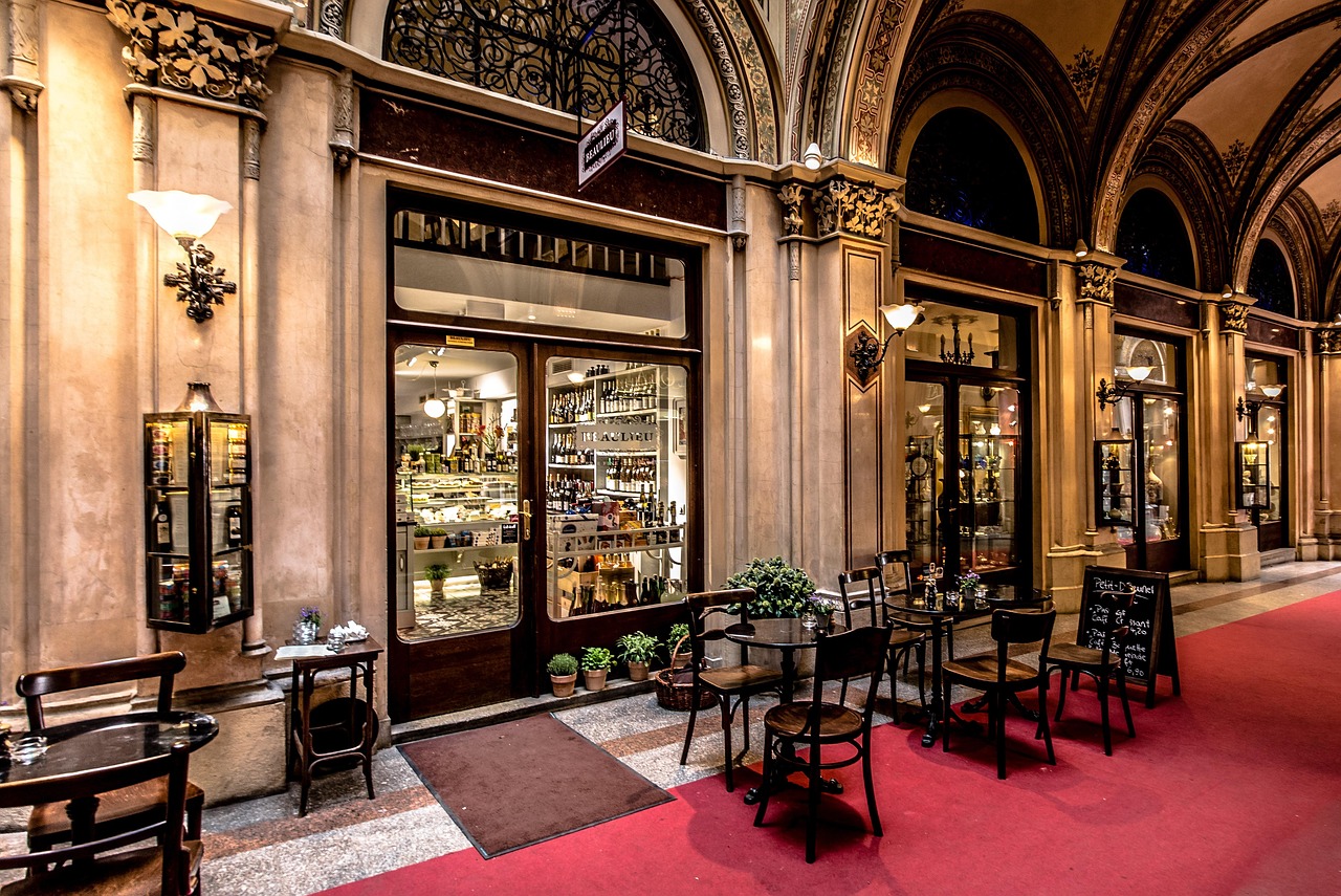 Viennese cafe culture with traditional interior
