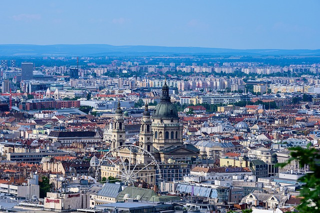 Panoramic view of Budapest city architecture and buildings