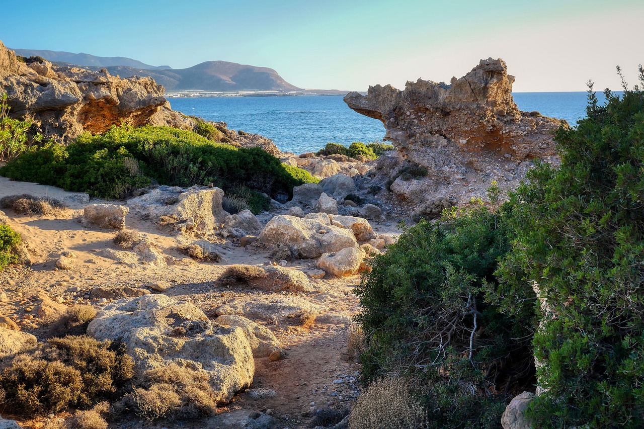 Crete coastline with dramatic rock formations and clear Mediterranean water