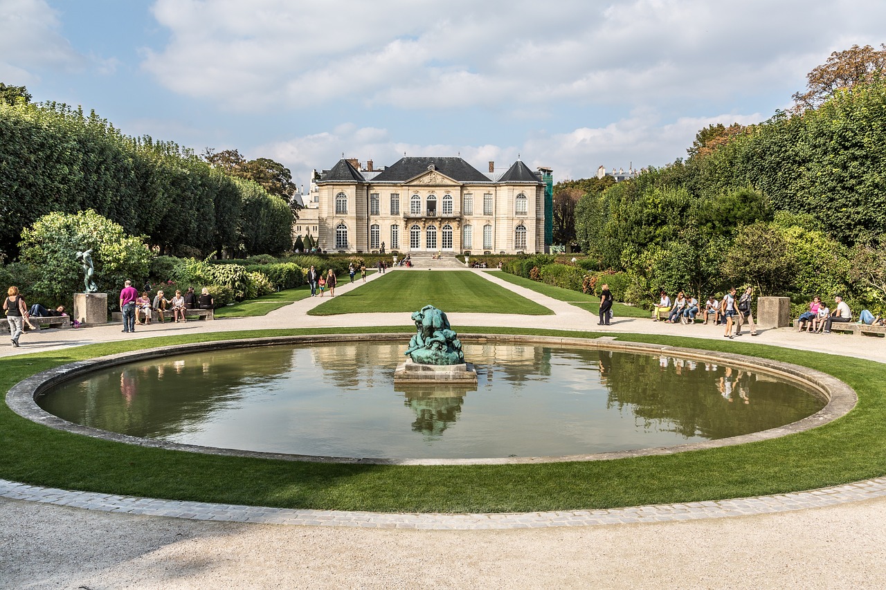 Hotel Biron mansion housing the Rodin Museum with symmetrical formal gardens