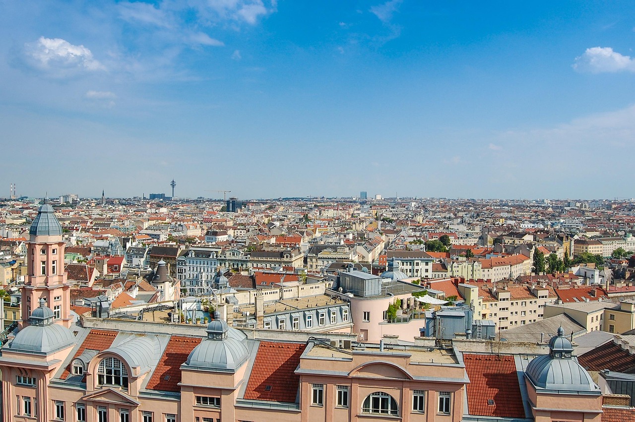 Panoramic view of Vienna city center from above