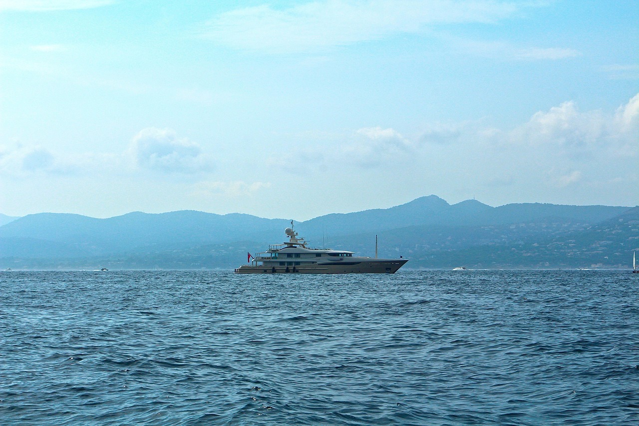 Luxury yacht sailing French Riviera coast