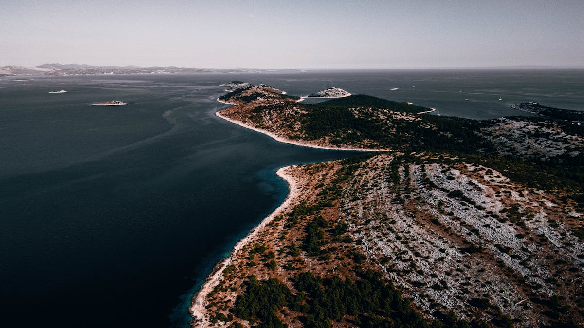 Aerial view Croatian islands Adriatic