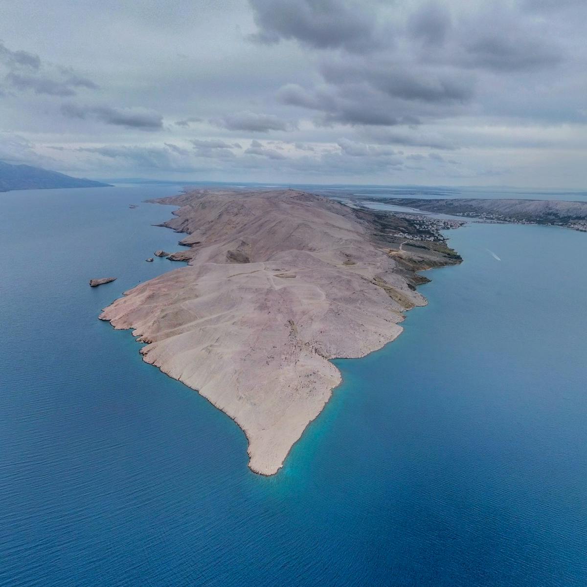 Aerial view of Pag Island, Croatia