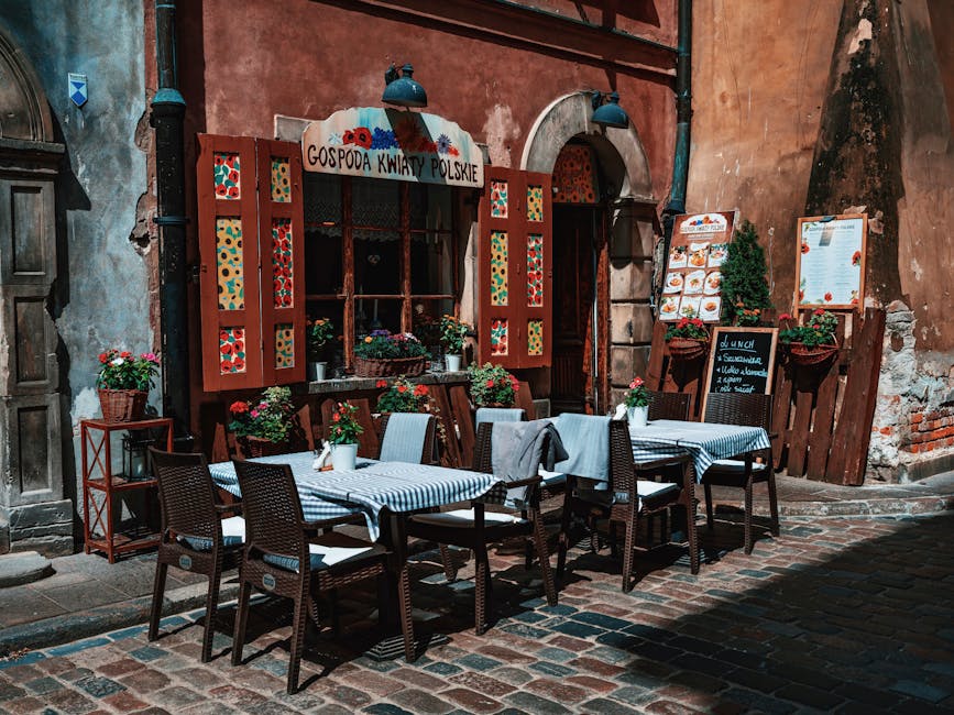 Traditional Polish wooden restaurant exterior