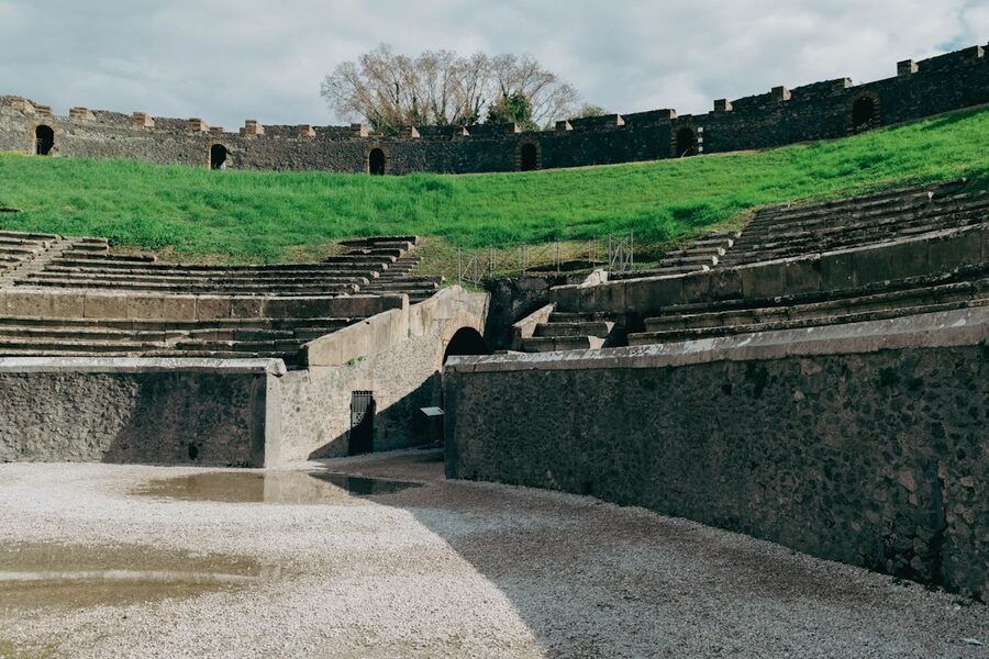 Ancient Roman amphitheater in Pompeii archaeological site