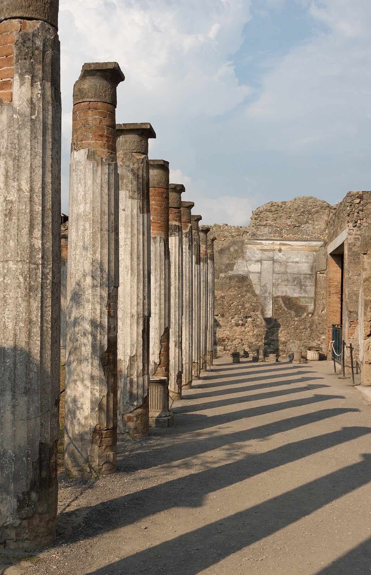 Columns and shadows in the House of the Faun in Pompeii Italy