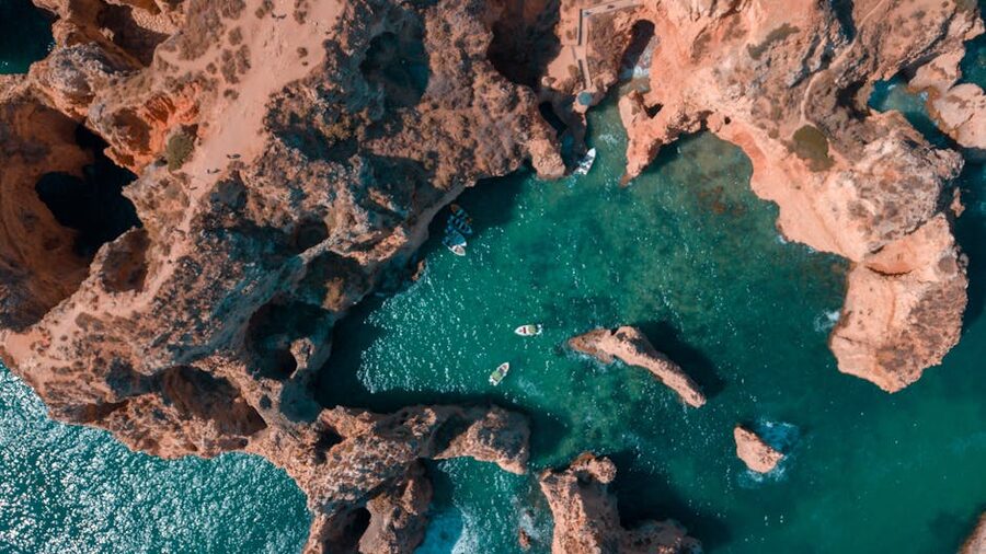 Aerial view of Ponta da Piedade Algarve coastline