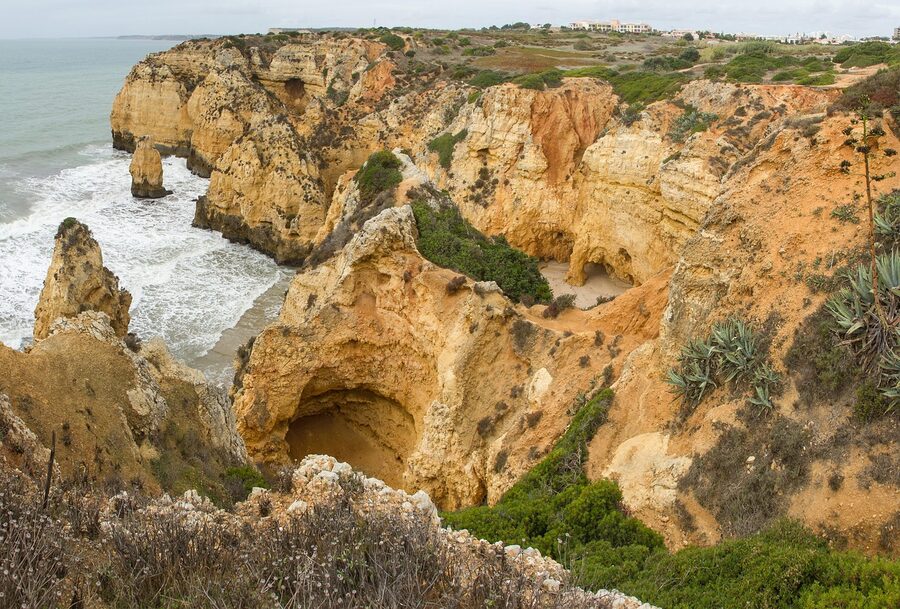 Ponta da Piedade lighthouse on cliffs above Atlantic