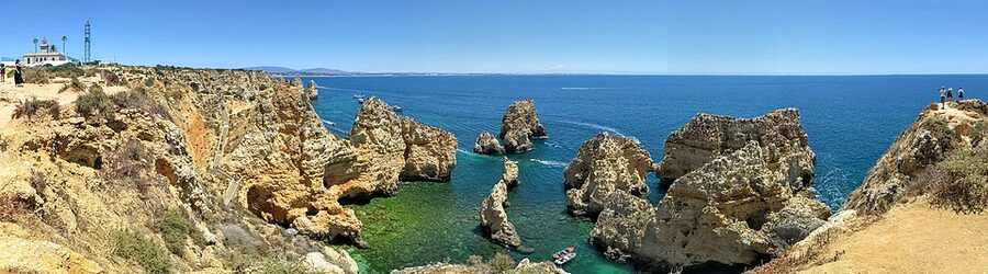 Ponta da Piedade panoramic view including lighthouse