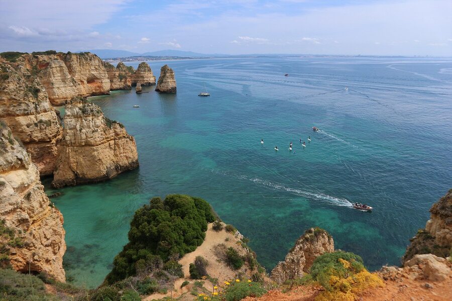 Ponta da Piedade rocks and ocean coast