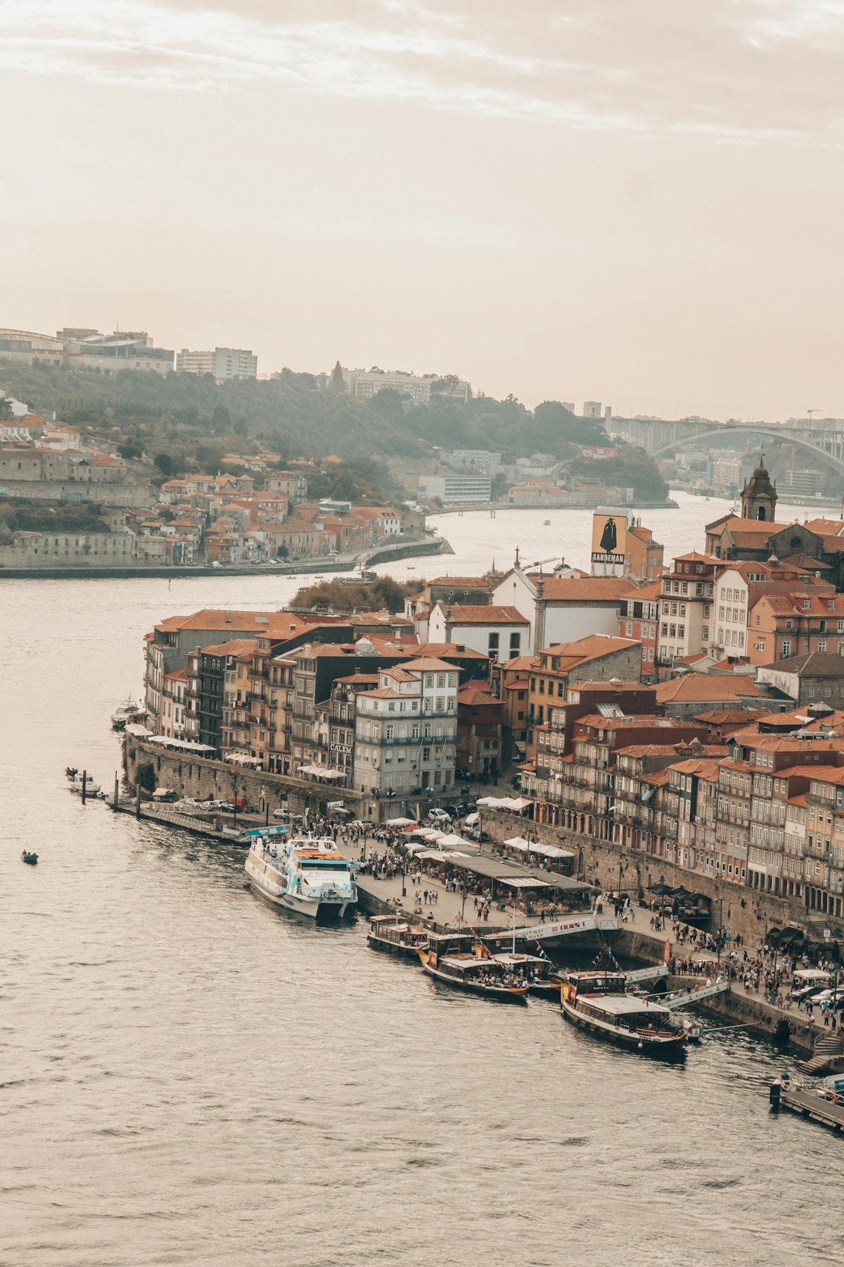 Aerial view of Porto waterfront with the Douro River
