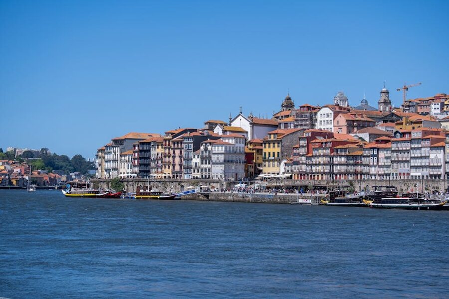 Ribeira District waterfront Porto sunny day