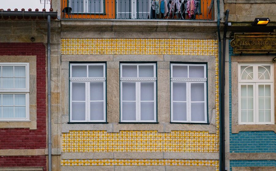 Porto Portuguese yellow tile facades