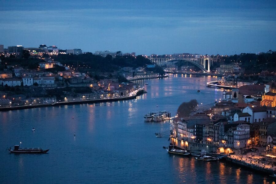 Porto Douro river evening view