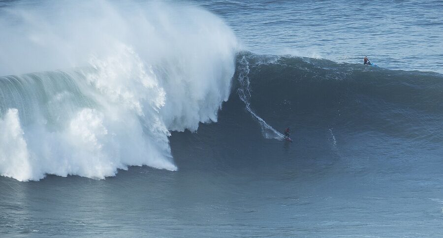 Big wave surfer at Nazare Praia do Norte