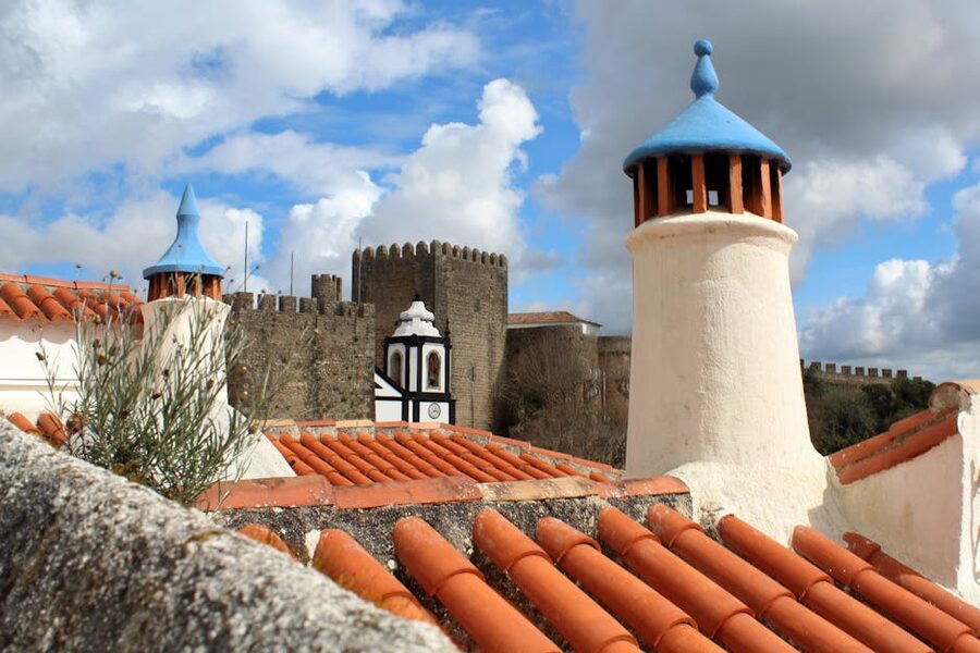 Obidos rooftops and medieval walls