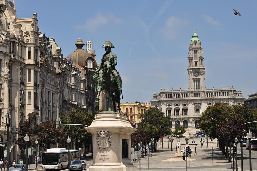 Porto historic city skyline above the river