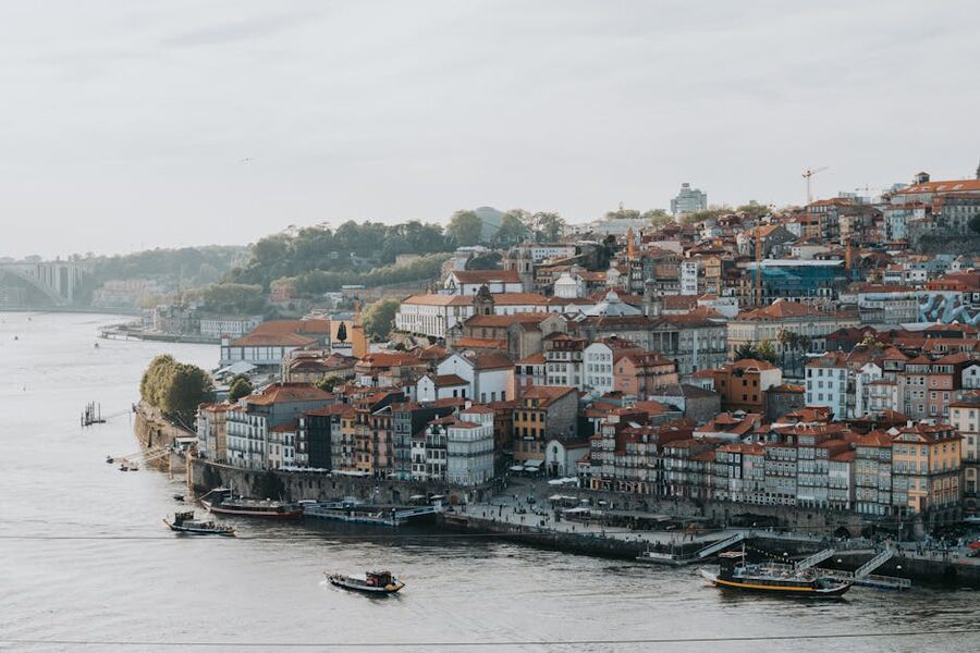 Porto Ribeira waterfront with colored houses