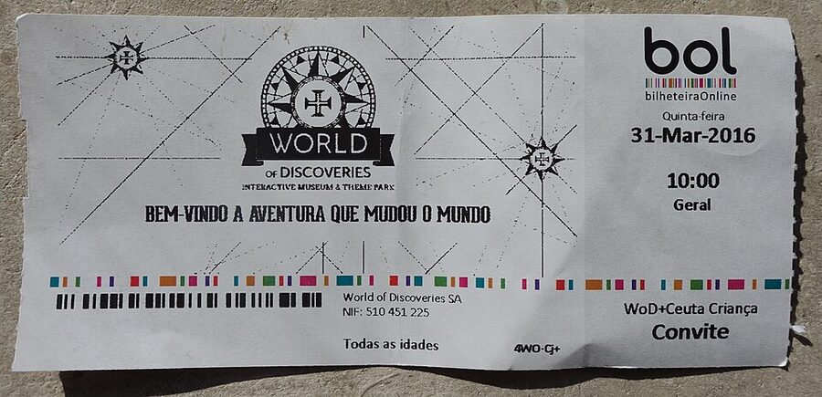 World of Discoveries Porto ticket stub
