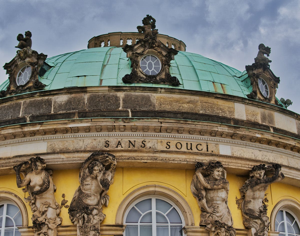 Close-up of Sanssouci Palace facade showing architectural details