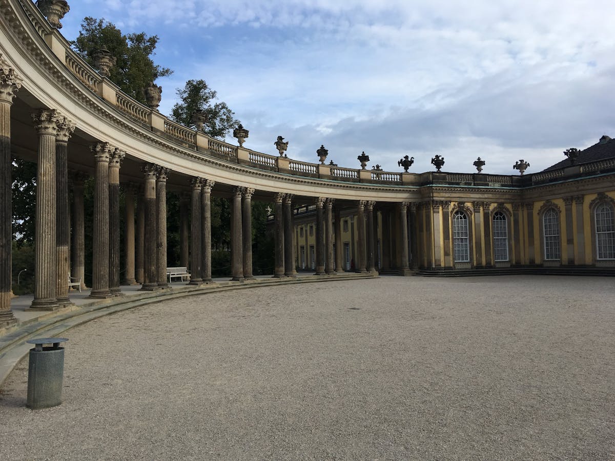 Panoramic view of the colonnade at Sanssouci Palace