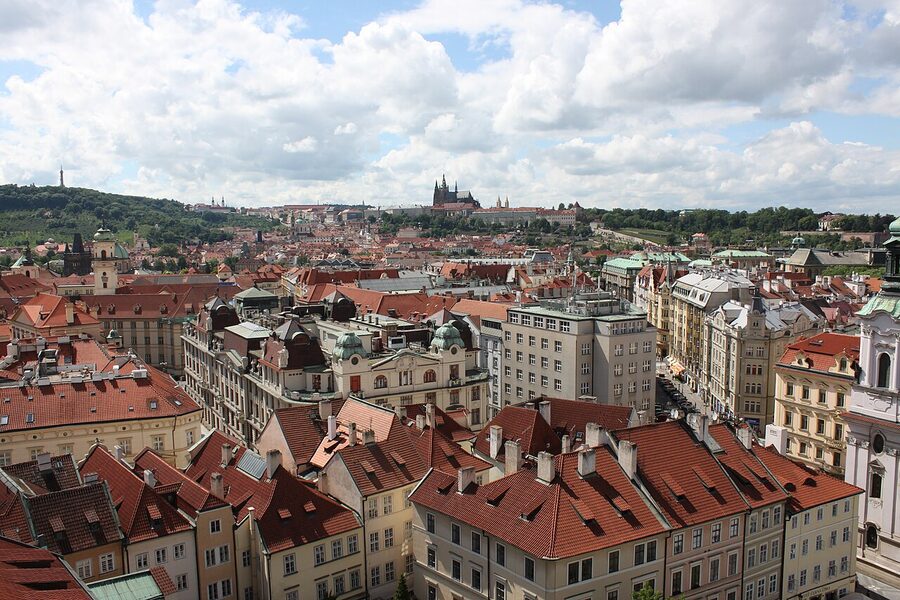 Prague Castle viewed from the Old Town Hall Tower