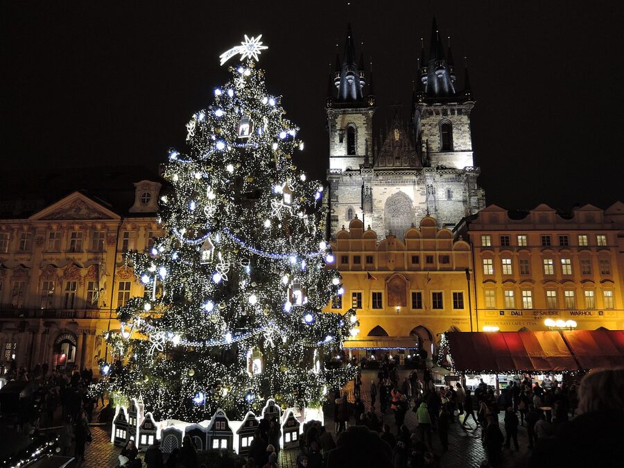 Prague Old Town Square Christmas Market tree