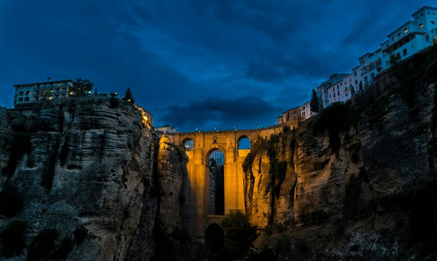 Puente Nuevo bridge at evening in Ronda Spain
