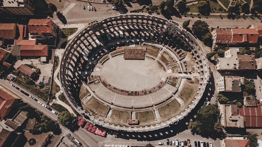Pula Arena aerial view Roman Croatia
