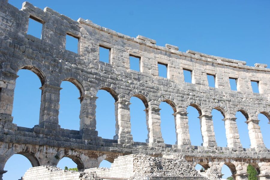 Iconic Roman amphitheater view Pula Croatia