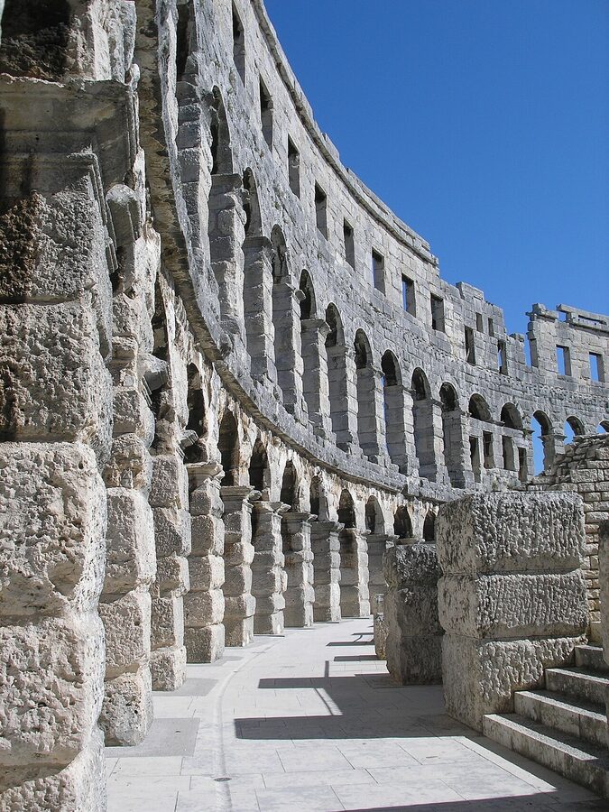 Pula Arena interior view floor and stands