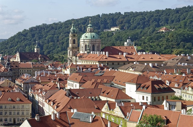 St Nicholas Church with its green dome in Mala Strana Prague