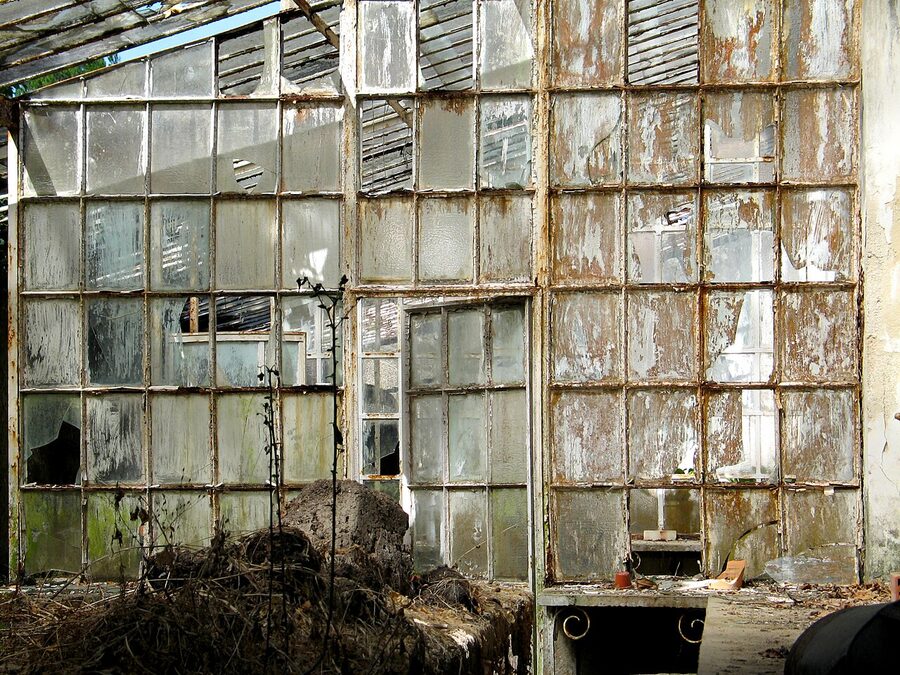 Greenhouse glass texture at Quinta da Regaleira