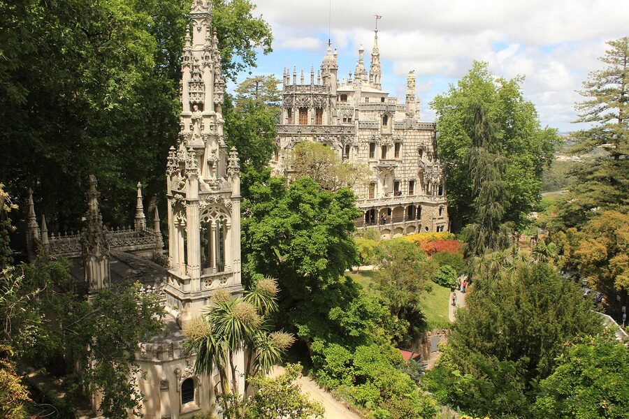 Quinta da Regaleira palace in mountain setting