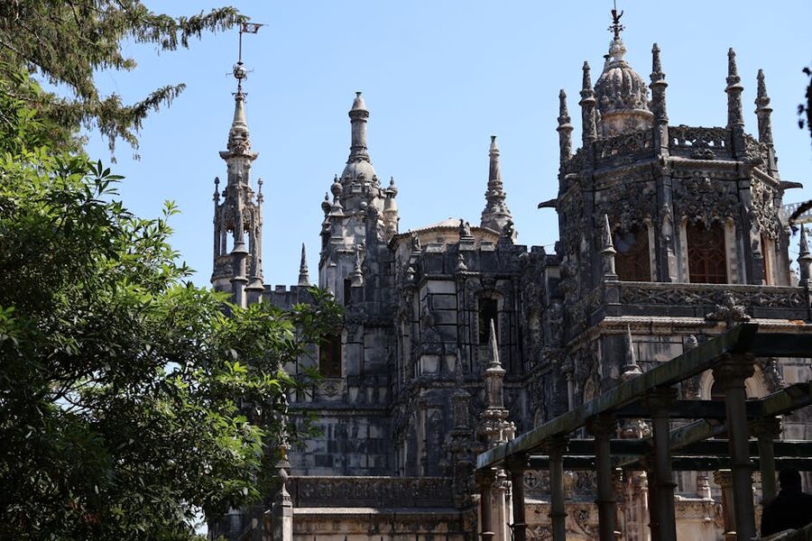 Quinta da Regaleira palace surrounded by gardens