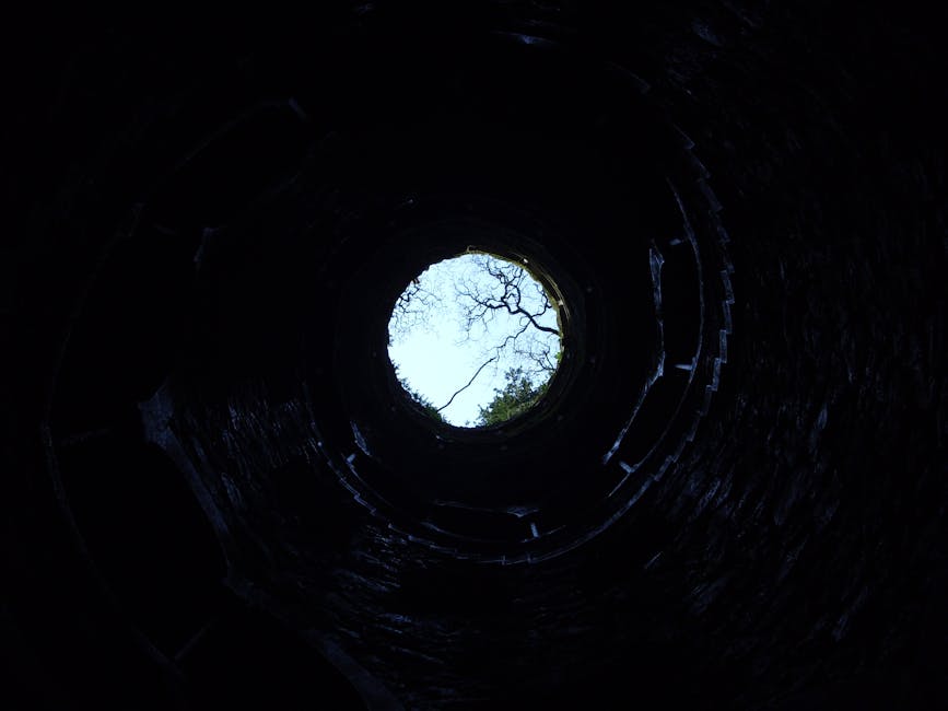 Looking up from inside the Initiation Well Quinta da Regaleira