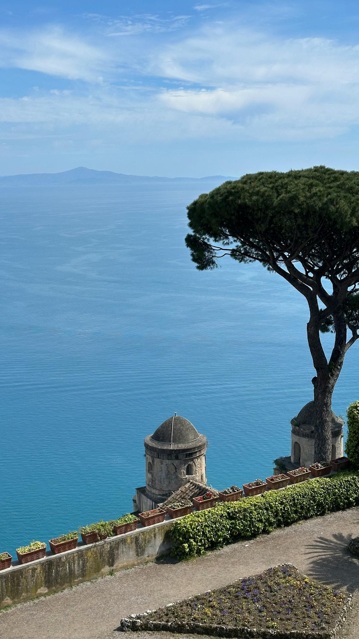 Historic terrace in Ravello with panoramic view of the Amalfi Coast